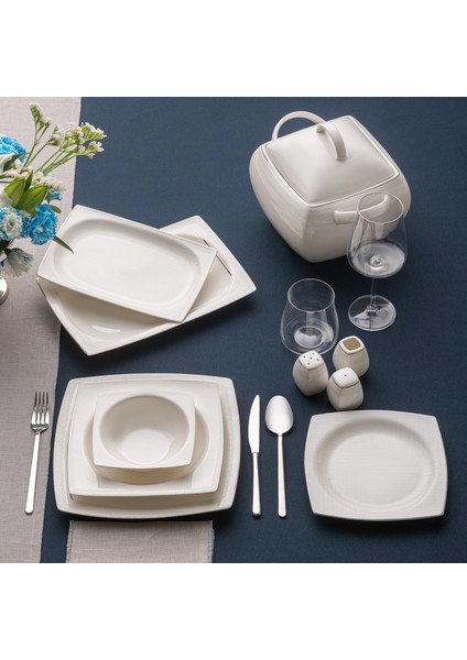 Fine Bone Zencerek 60 Parça 12 Kişilik Yemek Takımı Kare fırsatları