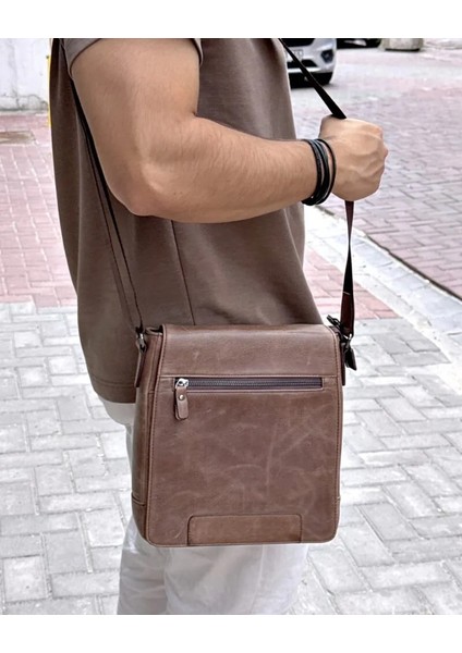Hakiki Deri Erkek Çanta Askı Kayışlı Fermuarlı 2111