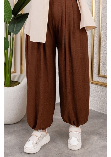 Beli Lastikli Şalvar Pantolon 0001-02 Kahverengi fiyatları