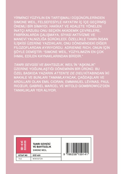 Tanrı Sevgisi ve Bahtsızlık - Simone Weil fiyatları