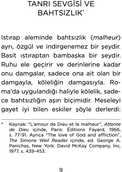 Tanrı Sevgisi ve Bahtsızlık - Simone Weil fırsatları
