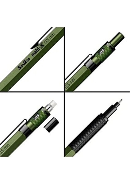 Matri-X 0.5 mm Haki Mekanik Kalem Hafif Gövde ile Konforlu Yazım Deneyimi