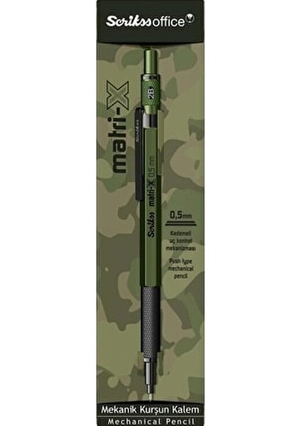 Matri-X 0.5 mm Haki Mekanik Kalem Hafif Gövde ile Konforlu Yazım Deneyimi