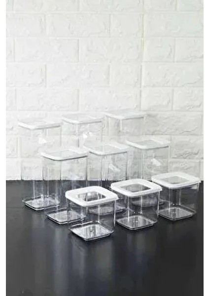 9 Lu Saklama Kabı Seti Dayanıklı Plastik 1700 ml 1200 ml 700 ml Kare Şekil fiyatları