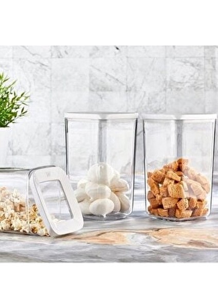 Vakumlu Saklama Kabı 12 Li Süper Set 1200 ml Kristal Mika ve Silikon Kapaklı