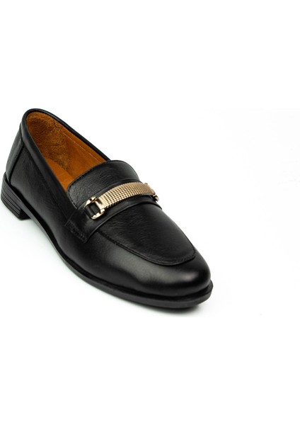 1865 Siyah Deri Kollej Günlük Kadın Ayakkabı