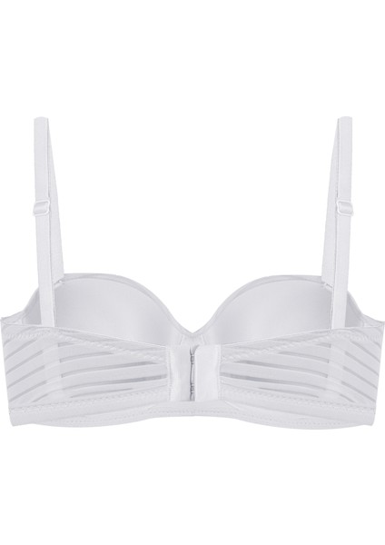 Kadın Dolgusuz Transparan Çizgili Toparlayıcı Straplez Sütyen
