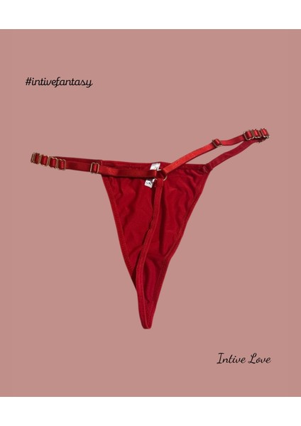 Intive Yanları Metal Aksesuarlı Ayarlanabilir Ip G-String (Kırmızı/siyah) modelleri