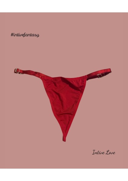 Intive Yanları Metal Aksesuarlı Ayarlanabilir Ip G-String (Kırmızı/siyah) indirimleri
