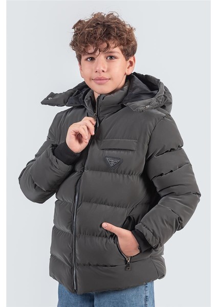 Nova Kumaş Kapüşonlu Erkek Çocuk Kışlık Mont KM2509