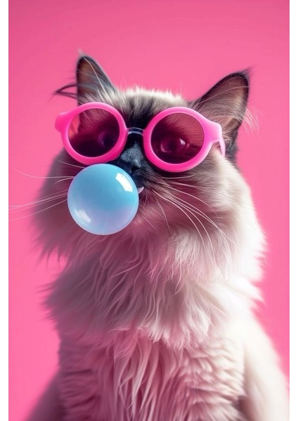 Sakız Çiğneyen Kedi V30 Ev Duvar Salon Güzellik Salonu Ofis Dükkan Dekarasyon Kanvas Tablo fiyatları