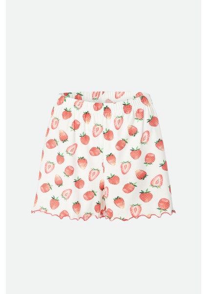 Kadın Ince Askılı Desenli Pamuklu Şortlu Pijama Takımı