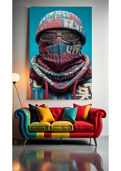 Maskeli Adam V1 Ev Duvar Salon Güzellik Salonu Ofis Dükkan Dekarasyon Kanvas Tablo