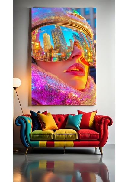 Gözlüklü Kadın Portre Ev Duvar Salon Güzellik Salonu Ofis Dükkan Dekarasyon Kanvas Tablo