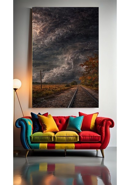 Tren Yolu V1 Ev Duvar Salon Güzellik Salonu Ofis Dükkan Dekarasyon Kanvas Tablo