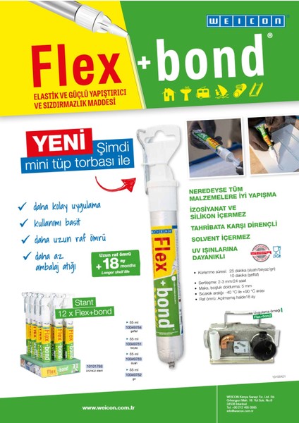 Flex+bond® MS-Polimer Yapıştırıcı 85 ml, şeffaf modelleri