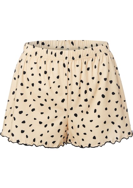 Kadın Ince Askılı Desenli Pamuklu Şortlu Pijama Takımı