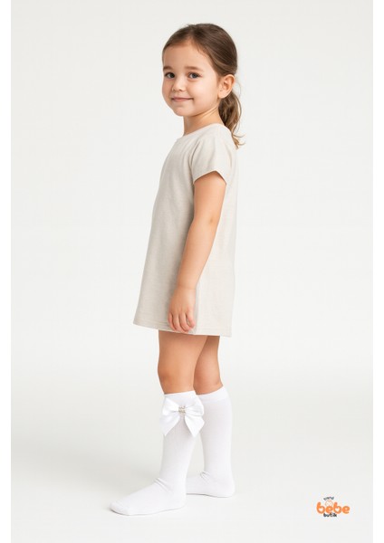 Kız Çocuk Diz Altı Çorap Kurdele ve Taş Detaylı – Okul, Günlük ve Özel Gün Çorabı Rahat Esnek Şık