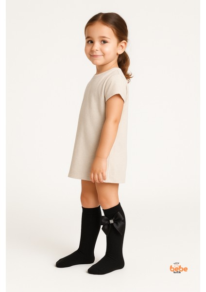 Kız Çocuk Diz Altı Çorap Kurdele ve Taş Detaylı – Okul, Günlük ve Özel Gün Çorabı Rahat Esnek Şık