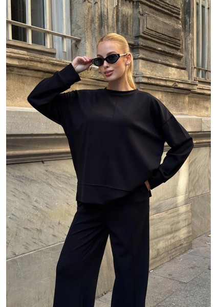 Kadın Yumuşak Dokunuşlu Modal Kumaşlı Geniş Paçalı Ikili Takım - Siyah fiyatları