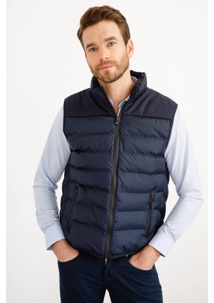 Erkek Kapitone Şişme Yelek Lacivert