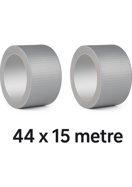 (2 Adet) Su Sızdırmaz Bez Tamir Bantı (Duct Tape) 44MMX15MT Gri - Tamir Bandı - Gri
