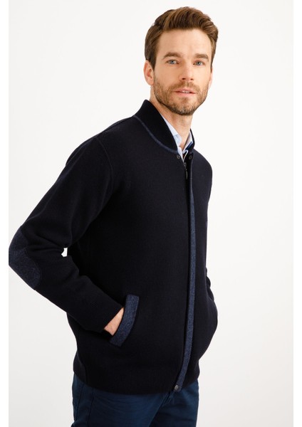 Erkek Pike Dokuma Fermuarlı Cepli Triko Mont Koyu Lacivert indirimleri