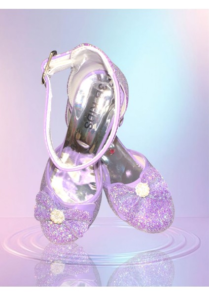 Rapunzel Kostüm Elbise Rapunzel Pembe Bubble Saç-Taç-Eldiven Çocuk Topuklu Ayakkabı Parti Doğumgünü