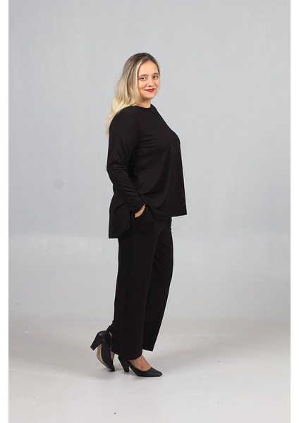 Günlük Şıklık: Siyah Arka Uzun Penye Takım - Likralı 2 Iplik Kumaş Kalitesi fiyatları