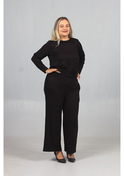 Günlük Şıklık: Siyah Arka Uzun Penye Takım - Likralı 2 Iplik Kumaş Kalitesi fırsatları