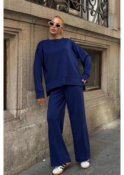 Kadın Yumuşak Dokunuşlu Modal Kumaşlı Geniş Paçalı Ikili Takım - Lacivert fiyatları