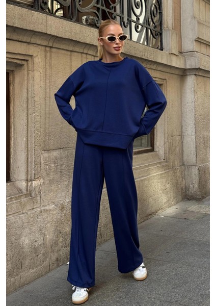 Kadın Yumuşak Dokunuşlu Modal Kumaşlı Geniş Paçalı Ikili Takım - Lacivert modelleri