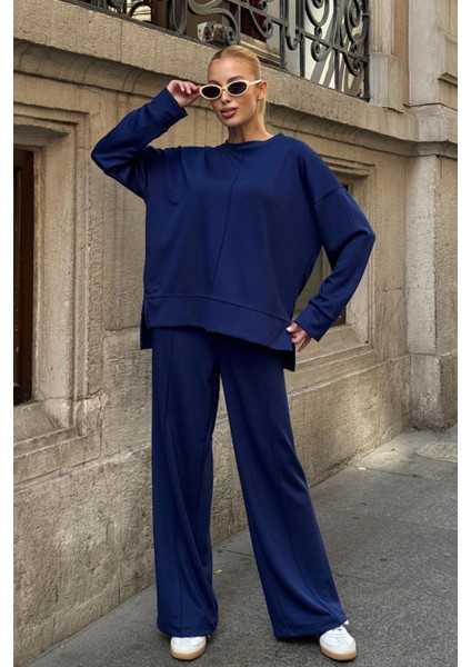 Kadın Yumuşak Dokunuşlu Modal Kumaşlı Geniş Paçalı Ikili Takım - Lacivert fırsatları