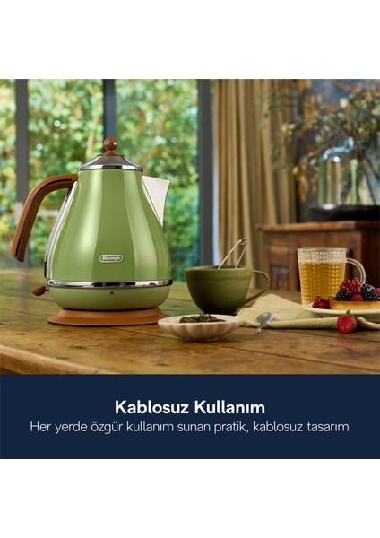 Yeşil Delonghi Vintage Su Isıtıcı Kbov 2001.GR, Şık ve Kullanışlı Tasarım indirimleri