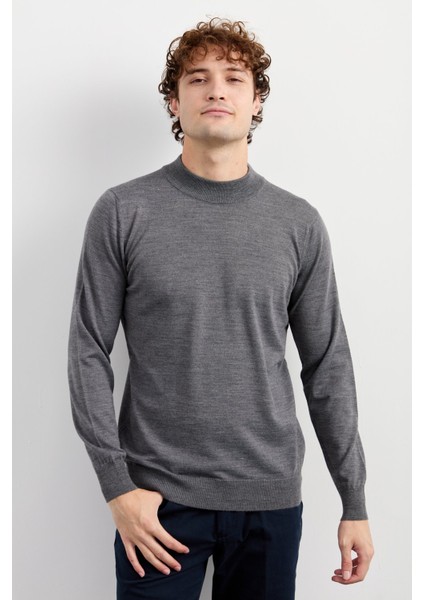 Erkek Basic Yarım Balıkçı Ince Triko Kazak 02421604 Füme