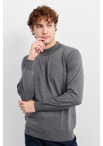 Erkek Basic Yarım Balıkçı Ince Triko Kazak 02421604 Füme