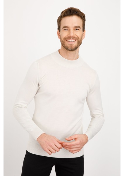 Erkek Basic Yarım Balıkçı Ince Triko Kazak Kemik fiyatları