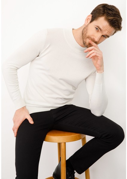 Erkek Basic Yarım Balıkçı Ince Triko Kazak Kemik modelleri