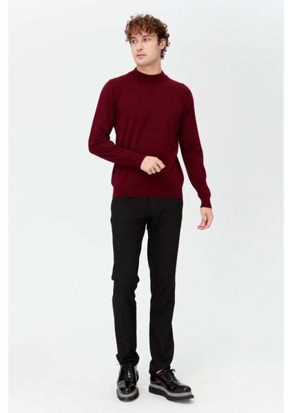 Erkek Basic Yarım Balıkçı Ince Triko Kazak 02421604 Bordo
