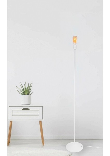 Metal Ayak Lambader Ayağı Abajur Ayak Beyaz LA87