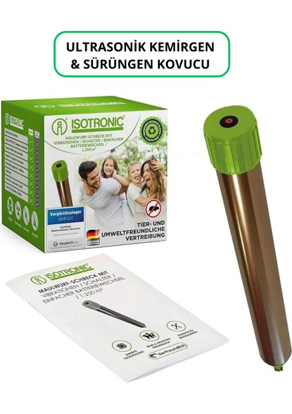 Altın Parmak Pilli Ultrasonik Kemirgen & Sürüngen Kovucu - 1250 M² Etki Alanı – Titreşimli