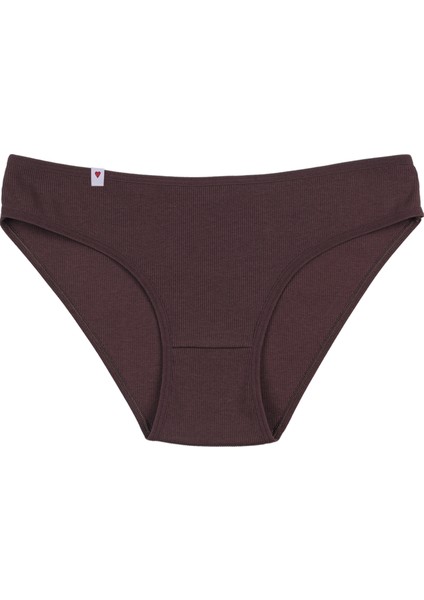 Kadın Külot 5 Li Pamuklu Etiket Detaylı Fitilli Ribana