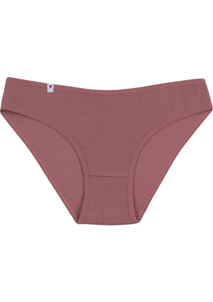 Kadın Külot 5 Li Pamuklu Etiket Detaylı Fitilli Ribana