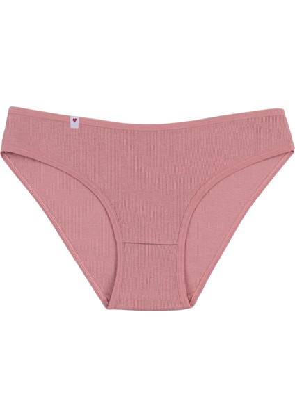 Kadın Külot 5 Li Pamuklu Etiket Detaylı Fitilli Ribana