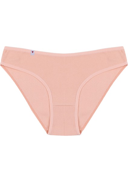 Kadın Külot 5 Li Pamuklu Etiket Detaylı Fitilli Ribana