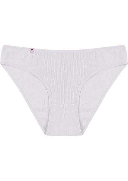 Kadın Külot 5 Li Pamuklu Etiket Detaylı Fitilli Ribana