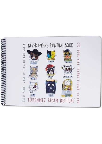 Tükenmez Resim Defteri - Ressam Kediler - 25X35 cm