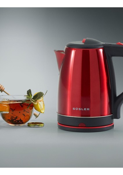Kırmızı Paslanmaz Çelik Su Isıtıcı, 1,8 L, 2000 W, Modern ve Şık Tasarım fiyatları