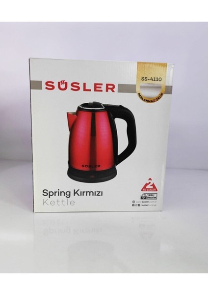 Kırmızı Paslanmaz Çelik Su Isıtıcı, 1,8 L, 2000 W, Modern ve Şık Tasarım fırsatları