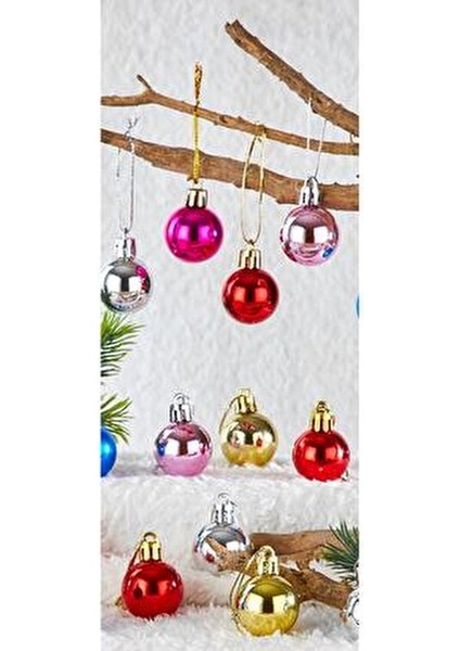 Yılbaşı Çam Ağacı Süsleri Renkli Toplar 12'li 3 cm Gri Kırmızı Sarı Pembe fiyatları
